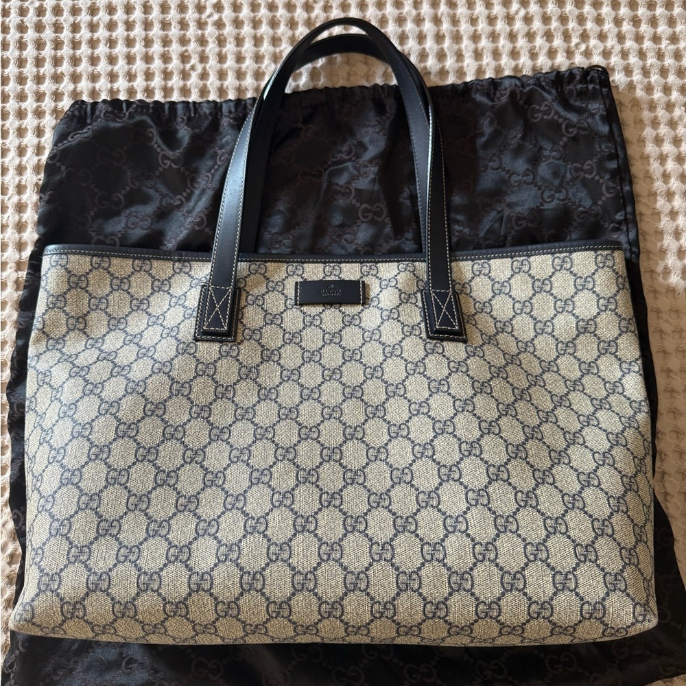 Gucci Beige and Black Monogram Tote